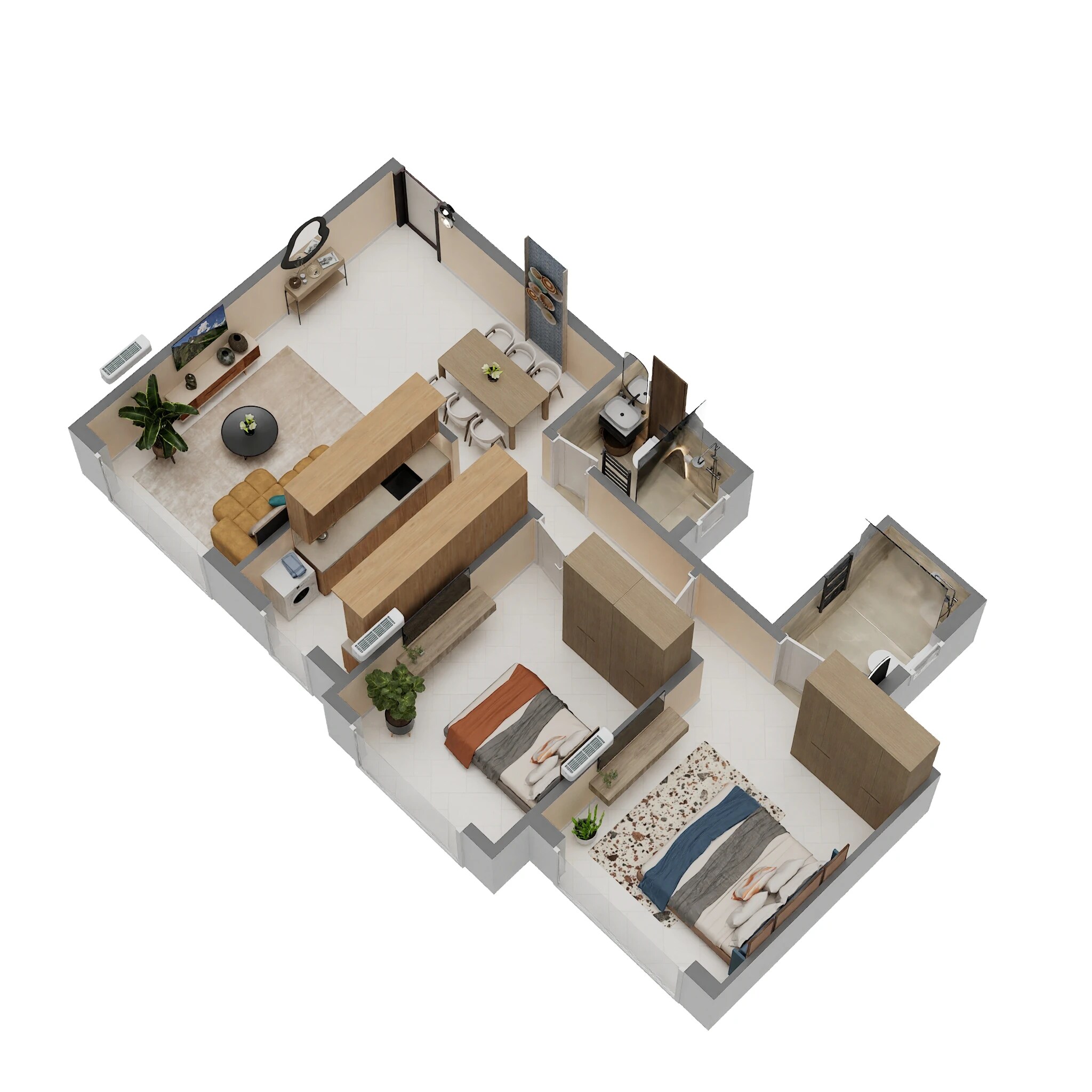 Floor plan of 2 BHK 777 Sq. Ft. Apartment in Zee Sai Chintan, Mumbai