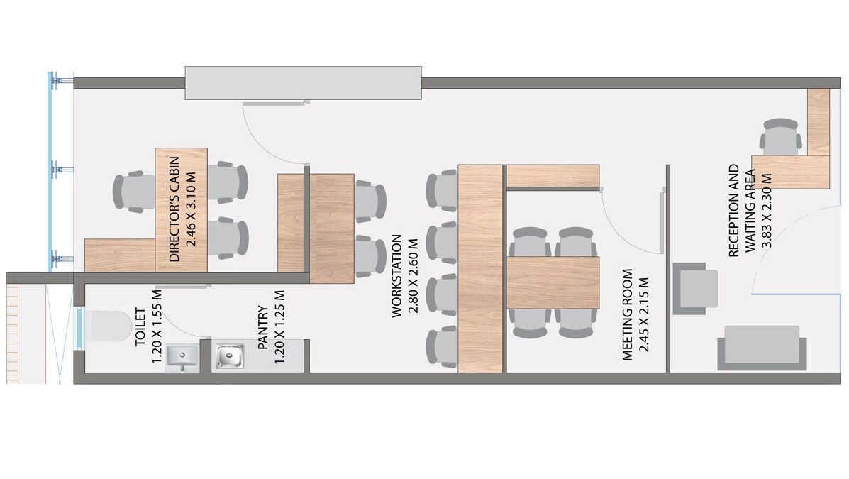 Floor plan of 1648 Sq. Ft. Office Space in Zee Shaan, Mumbai