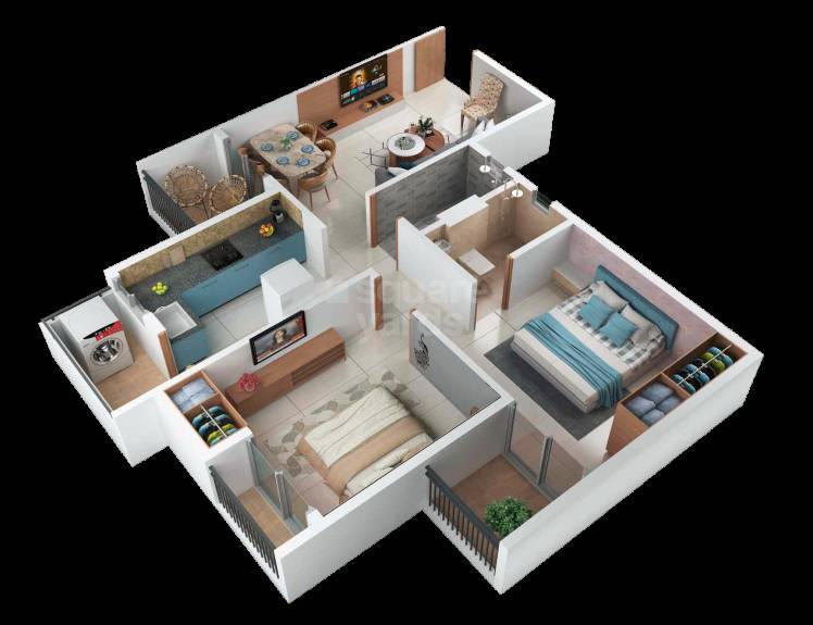Floor plan of 2 BHK 546 Sq. Ft. Apartment in Aakar Park, Nagpur