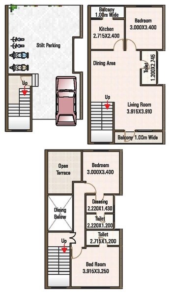 Floor plan of 3 BHK 908 Sq. Ft. Apartment in DHL Singapore Life City, Nagpur