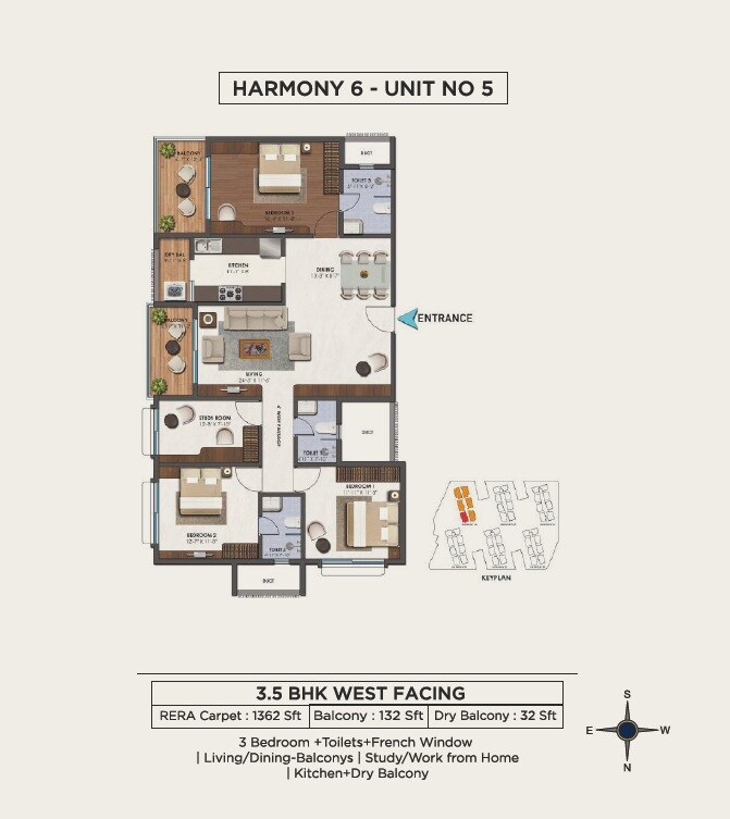 3 BHK 1362 Sq. Ft. Apartment