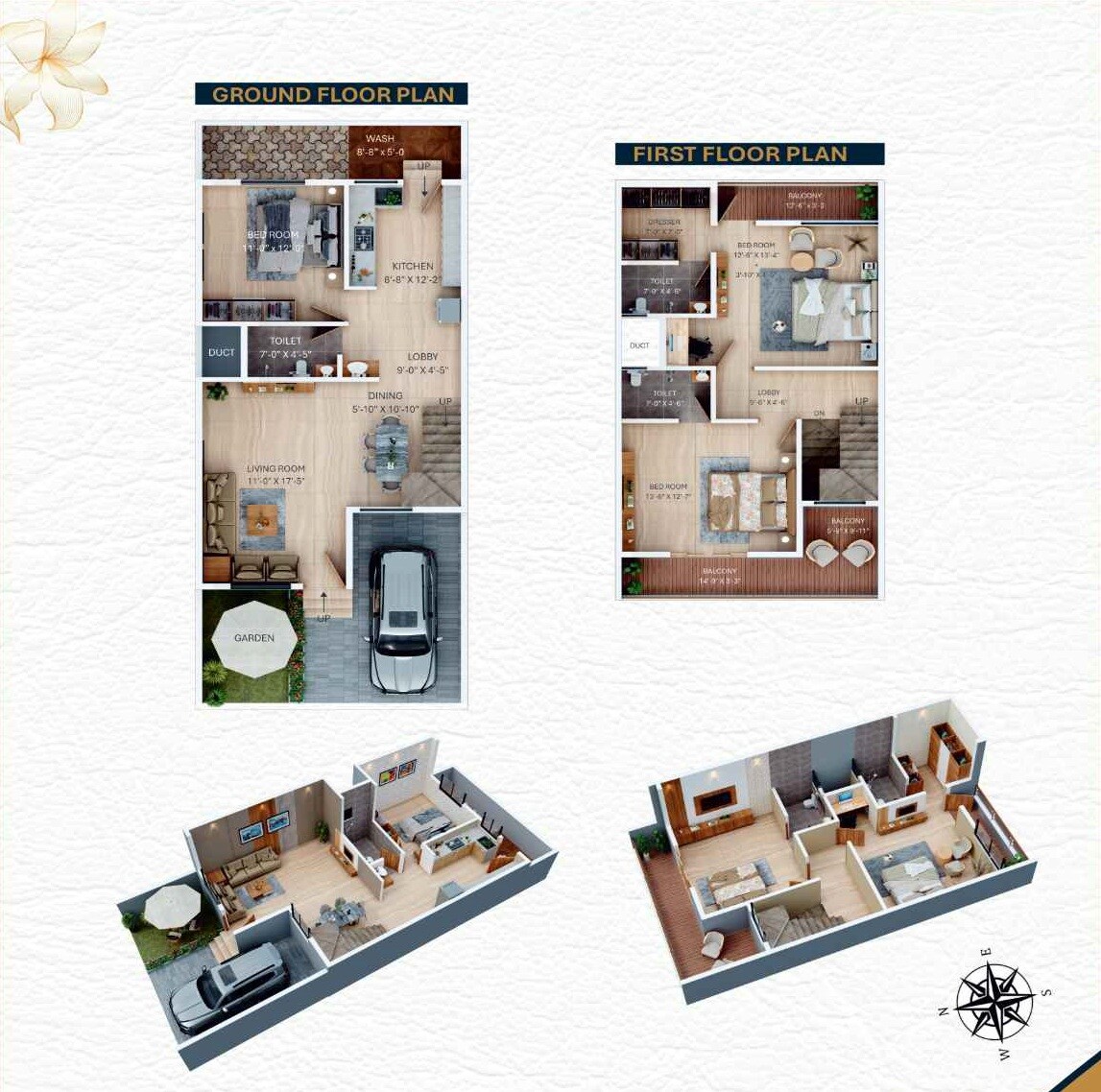 Floor plan of 3 BHK 1656 Sq. Ft. Row House in Golden Glory 101, Nagpur