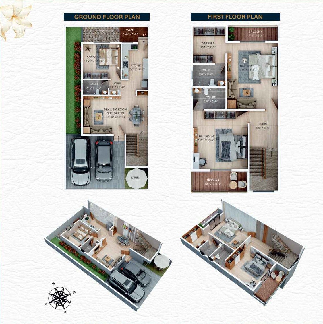 Floor plan of 3 BHK 1710 Sq. Ft. Villa in Golden Glory 101, Nagpur