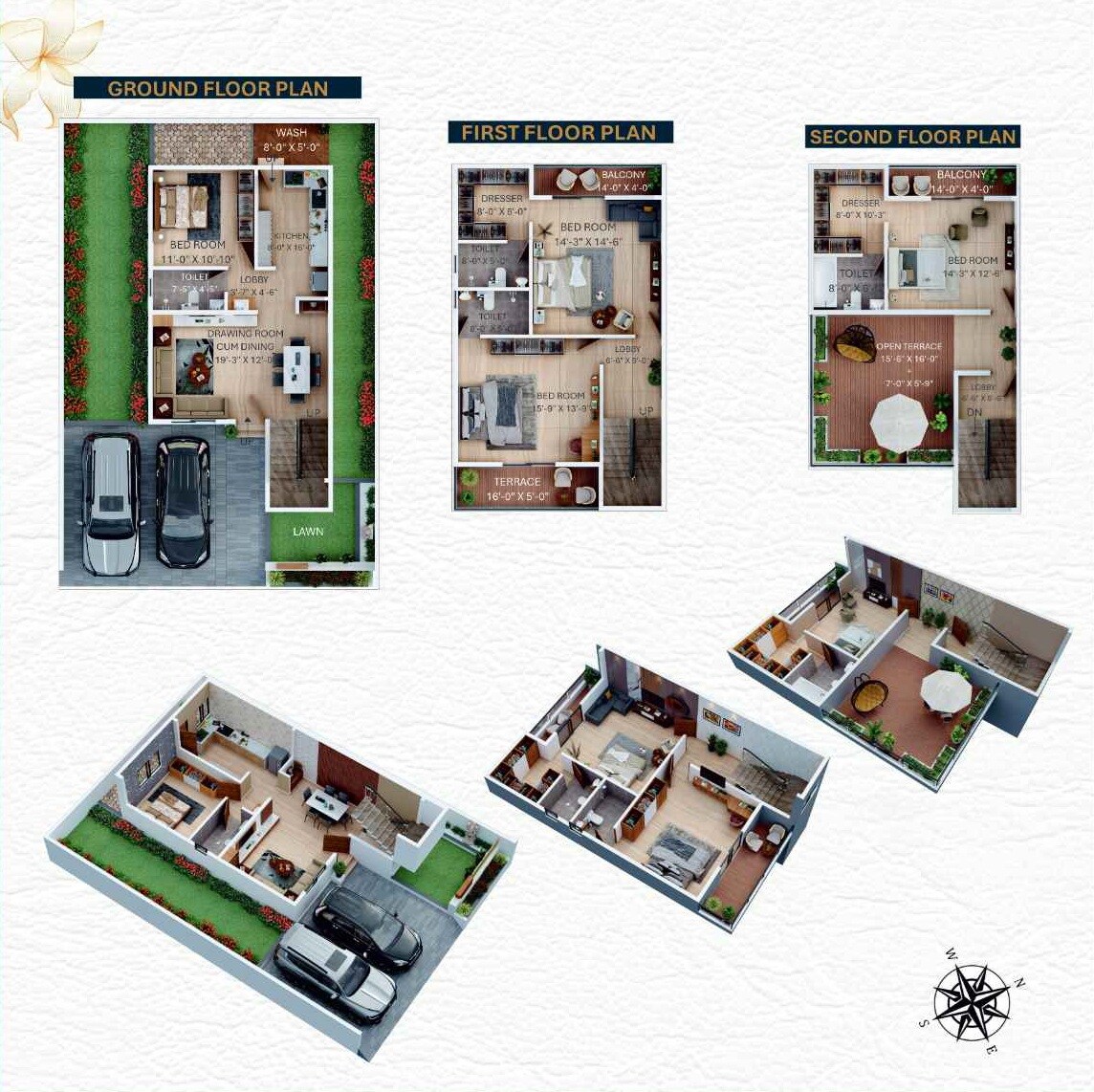 Floor plan of 4 BHK 2390 Sq. Ft. Villa in Golden Glory 101, Nagpur