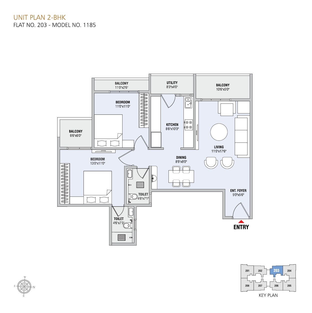 2 BHK 1185 Sq. Ft. Apartment