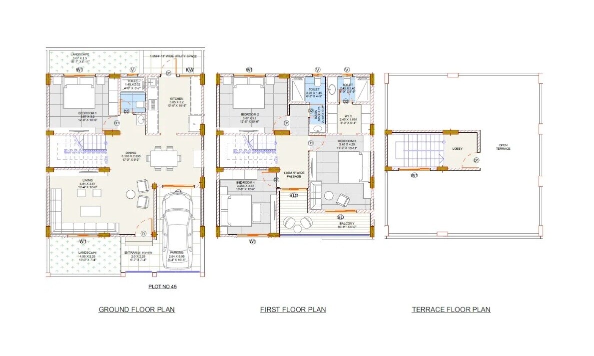 Floor plan of 4 BHK 1875 Sq. Ft. Row House in Leverage Green Meadows, Nagpur