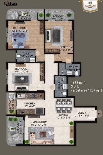  3 BHK Apartment at Mahalaxmi Tattva Apas, Beltarodi – for Sale