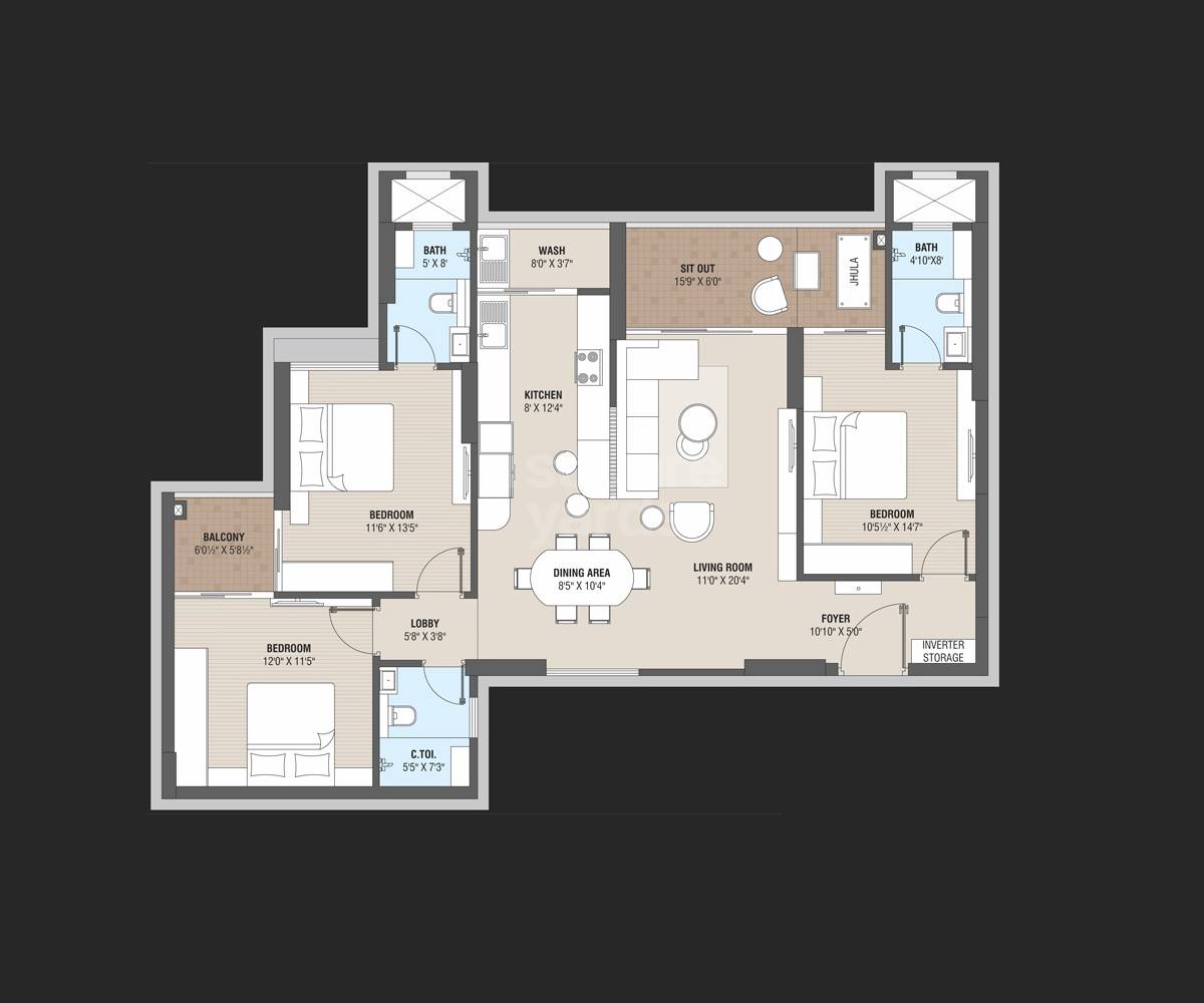 3 BHK 2287 Sq. Ft. Apartment