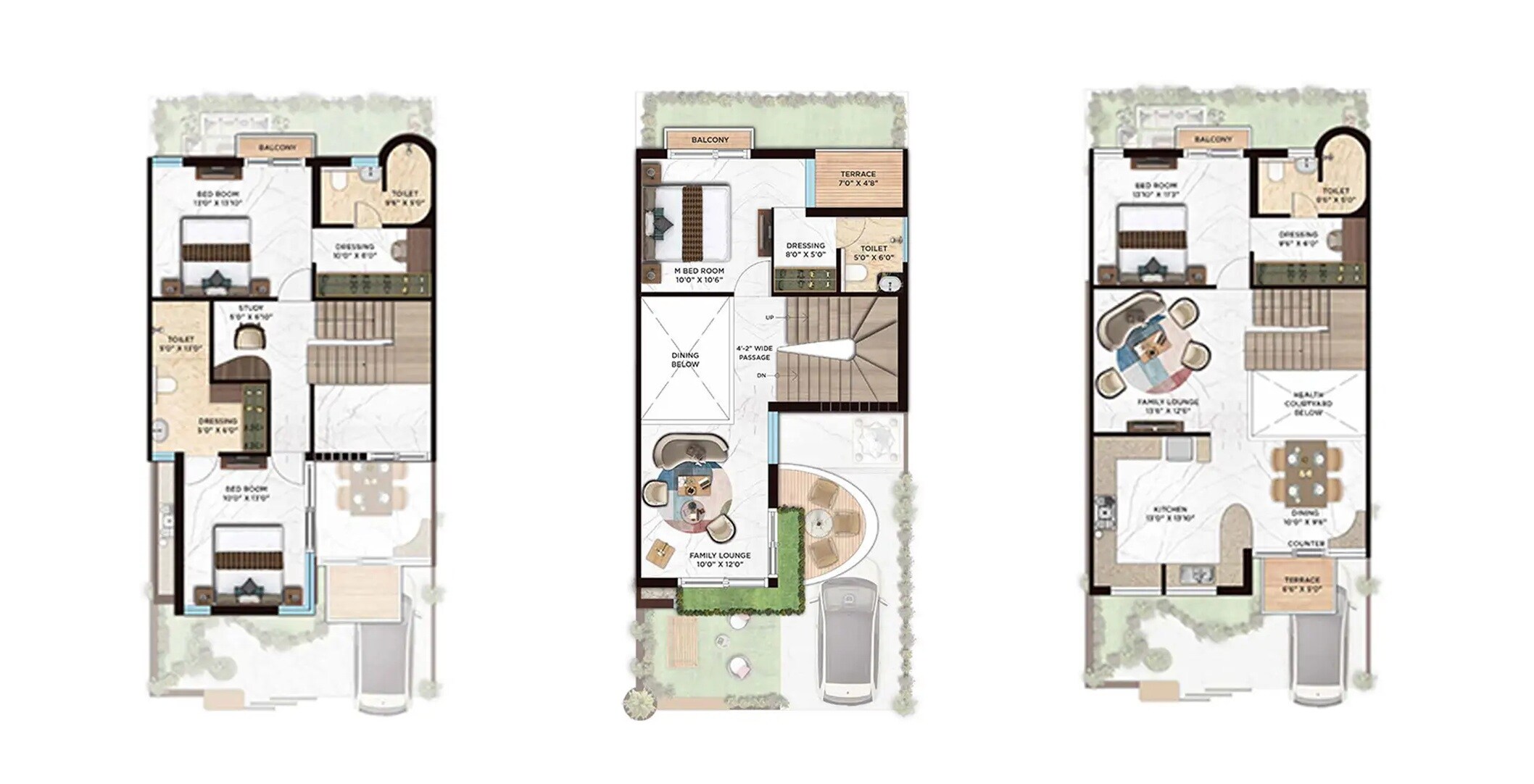 Floor plan of 3 BHK 1050 Sq. Ft. Villa in Ozen Infinia City, Nagpur
