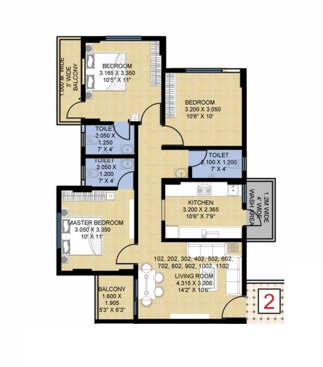 2 BHK 518 Sq. Ft. Apartment in Supreme Avenue Tower