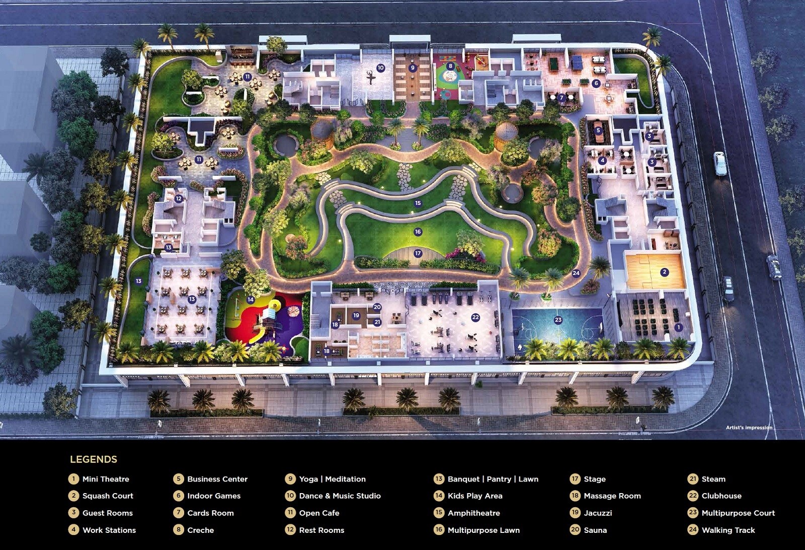 Goodwill-Wisteria_a street scene with a bunch of signs on the side of a building