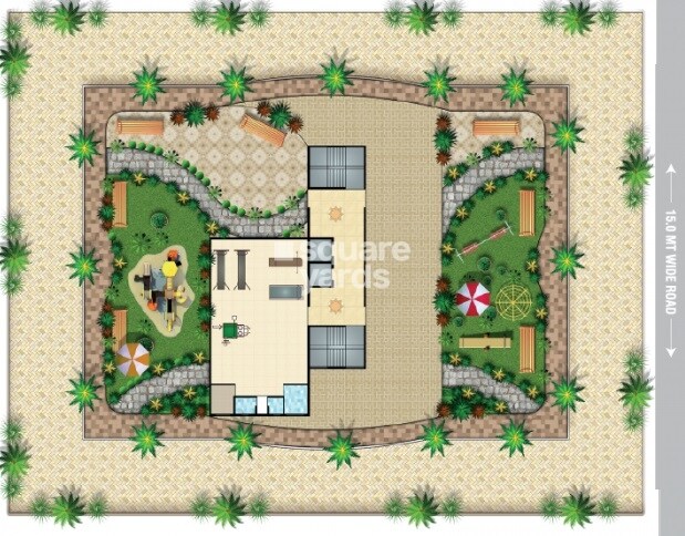 Pradhan-Heigts_a painting of a building with flowers on it