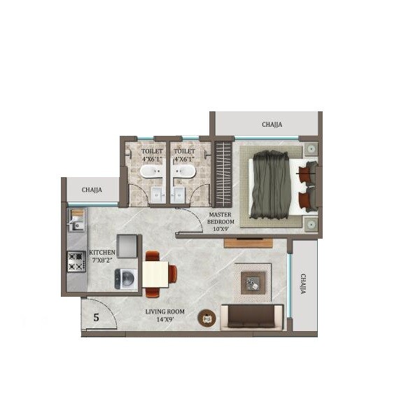 1 BHK 424 Sq. Ft. Apartment