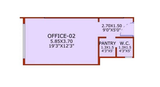 Floor plan of 772 Sq. Ft. Office Space in Aakar Celestial, Navi Mumbai