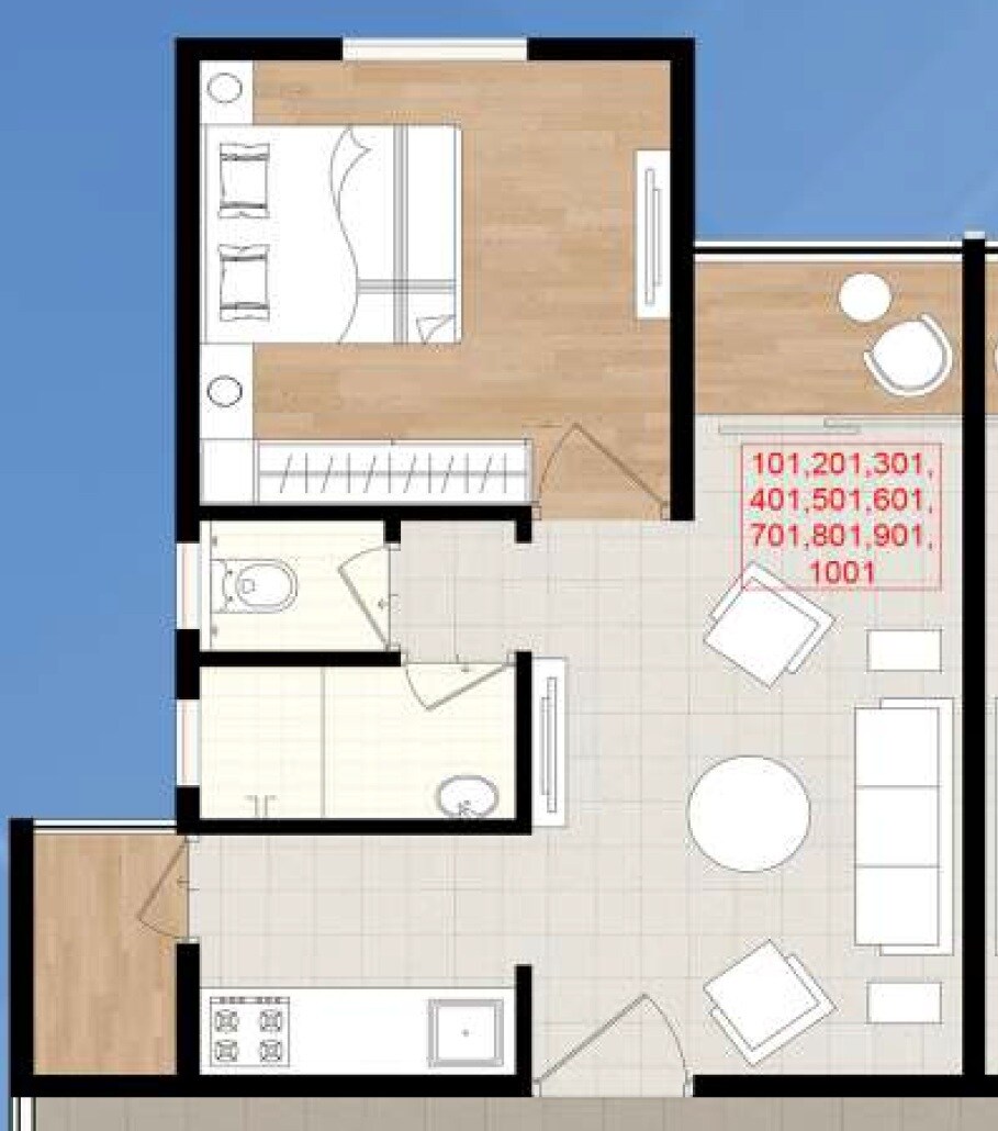 Floor plan of 1 BHK 323 Sq. Ft. Apartment in Aansh Green Valley, Navi Mumbai