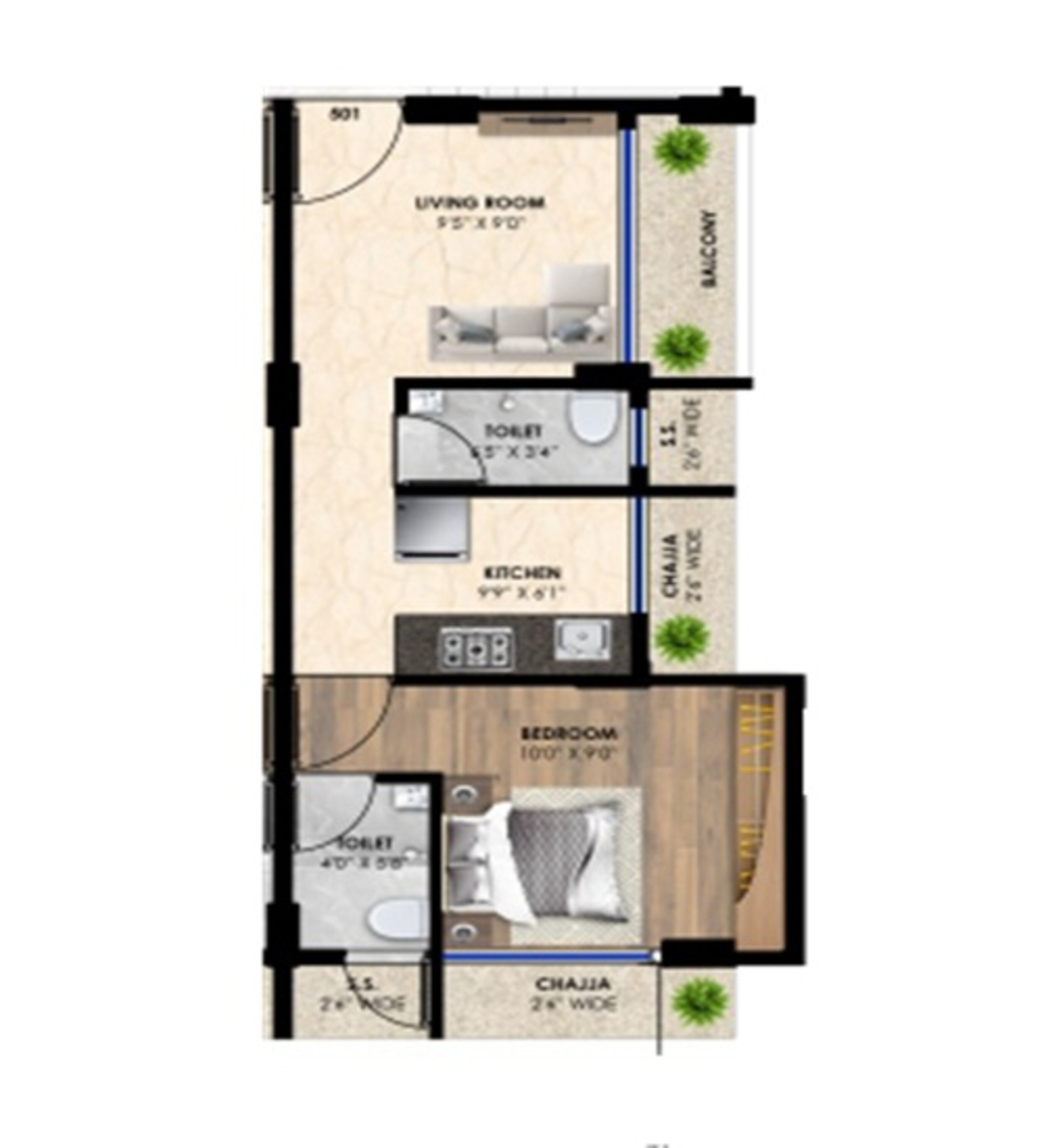 1 BHK 323 Sq. Ft. Apartment in Aaradhy Heights