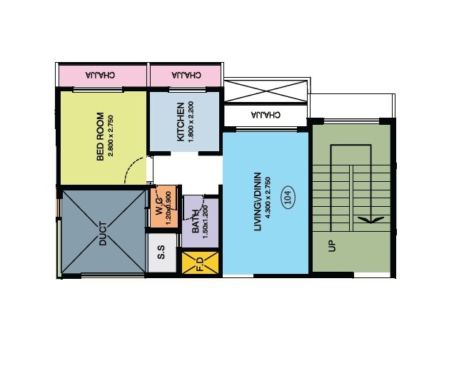 Floor plan of 1 BHK 325 Sq. Ft. Apartment in Aaradhya Shree Narayan Paradise, Navi Mumbai
