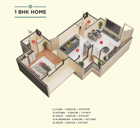 1 BHK 283 Sq. Ft. Apartment in Aashray Nisarg