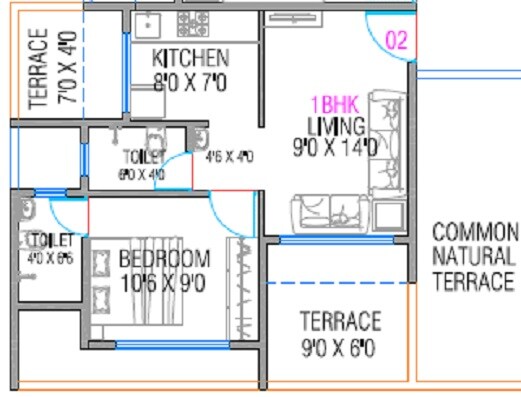 Floor plan of 1 BHK 319 Sq. Ft. Apartment in Aayushi Enclave, Navi Mumbai