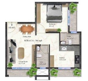 1 BHK 366 Sq. Ft. Apartment in AB Swami Sadan