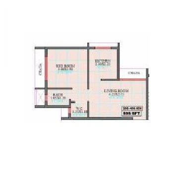 Floor plan of 1 BHK 314 Sq. Ft. Apartment in Abri Pacific, Navi Mumbai