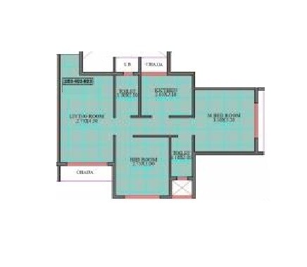 Floor plan of 2 BHK 454 Sq. Ft. Apartment in Abri Pacific, Navi Mumbai