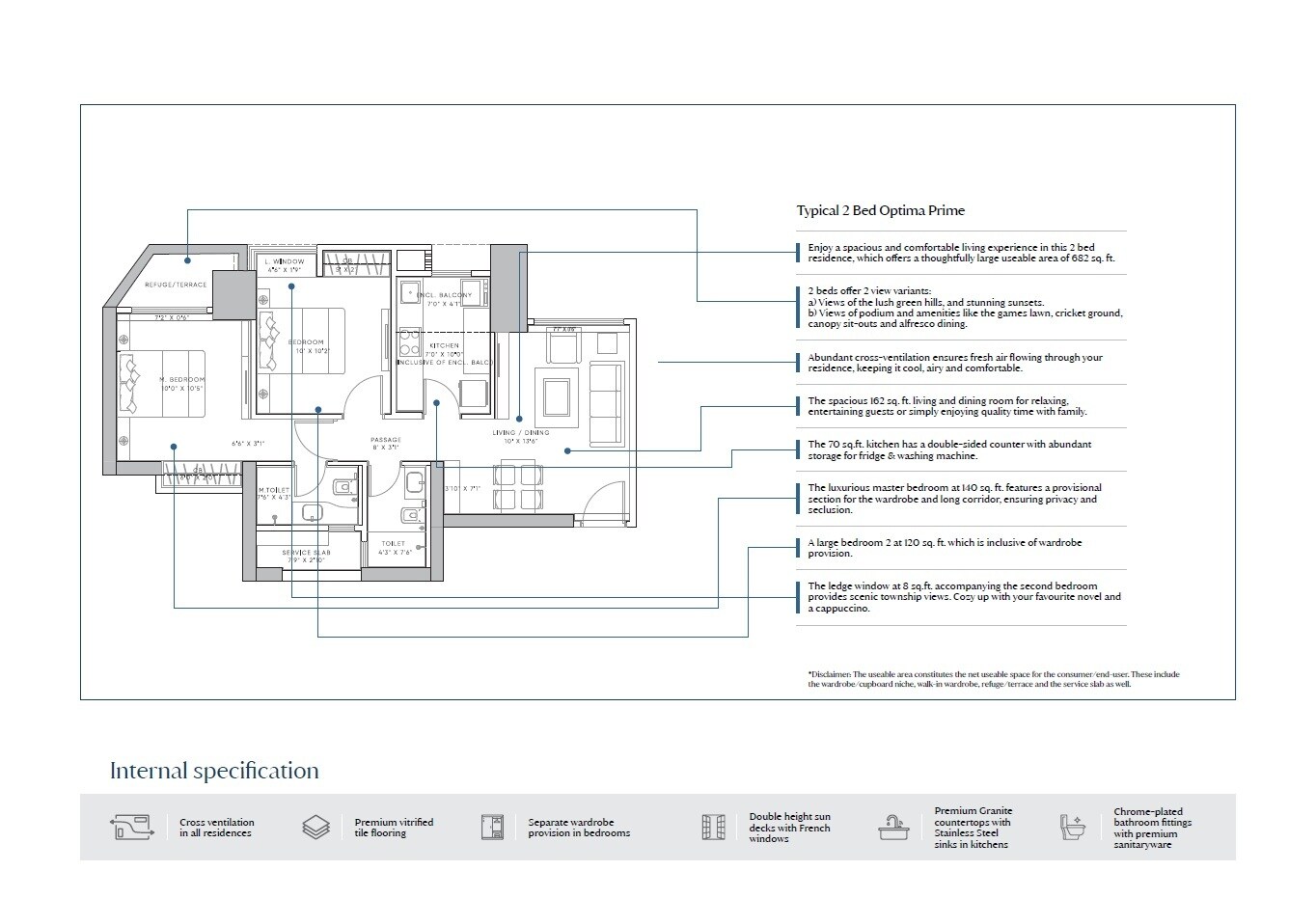 2 BHK 682 Sq. Ft. Apartment