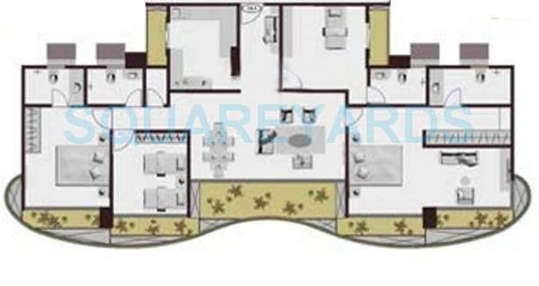 Floor plan of 4 BHK 2268 Sq. Ft. Apartment in Adhiraj Cyprees Aqua, Navi Mumbai
