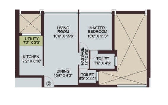 Floor plan of 1 BHK 473 Sq. Ft. Apartment in Adhiraj Samyama, Navi Mumbai