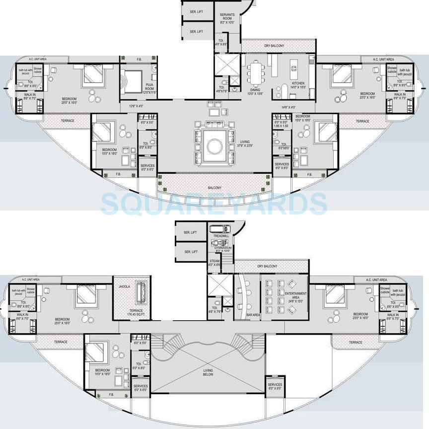 Floor plan of 6 BHK 12000 Sq. Ft. Apartment in Akshar EL Castillo, Navi Mumbai