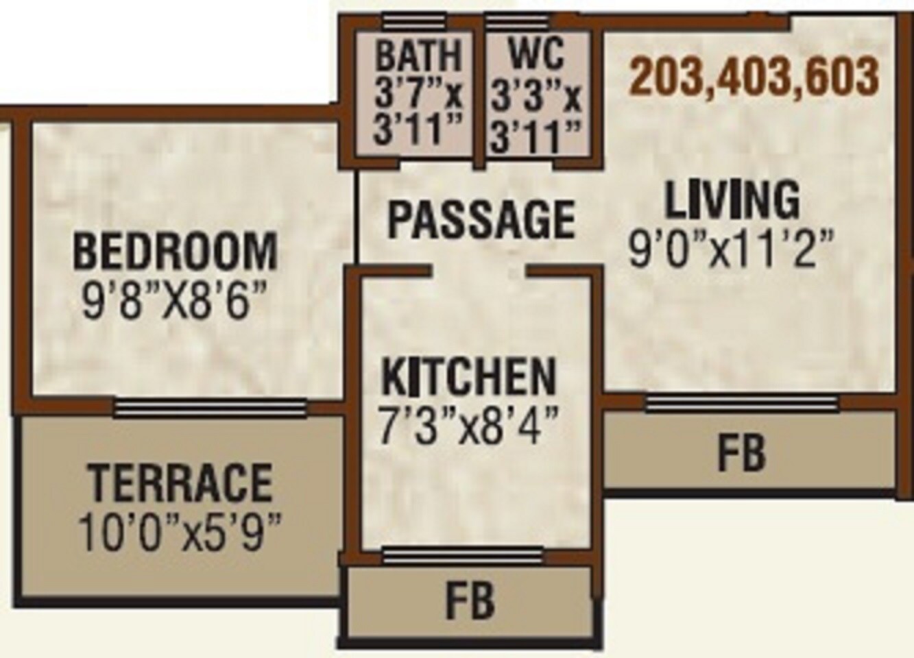 1 BHK 285 Sq. Ft. Apartment