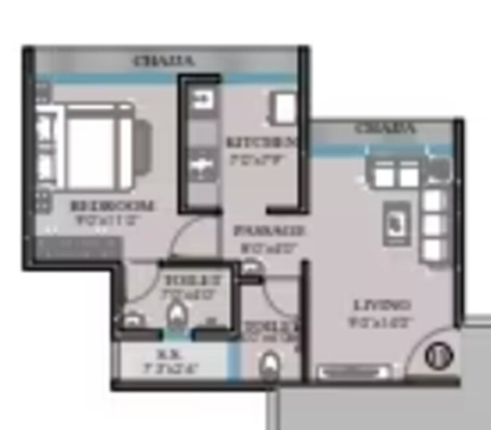 1 BHK 362 Sq. Ft. Apartment