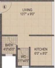 Floor plan of 150 Sq. Ft. Studio in Akshar Evanna, Navi Mumbai