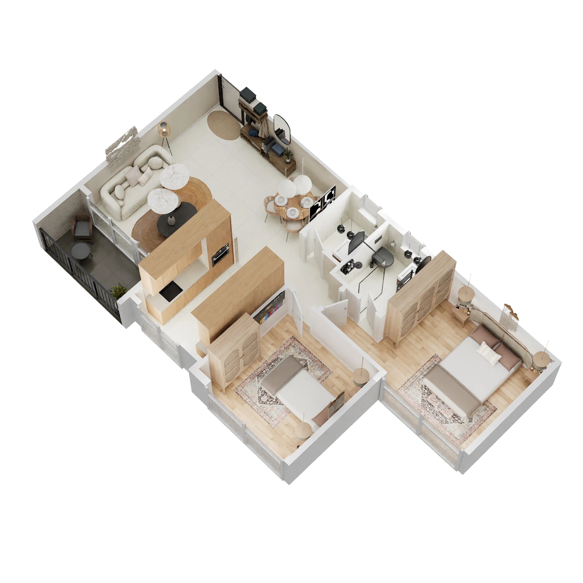 Floor plan of 3 BHK 686 Sq. Ft. Apartment in Akshar Green World, Navi Mumbai