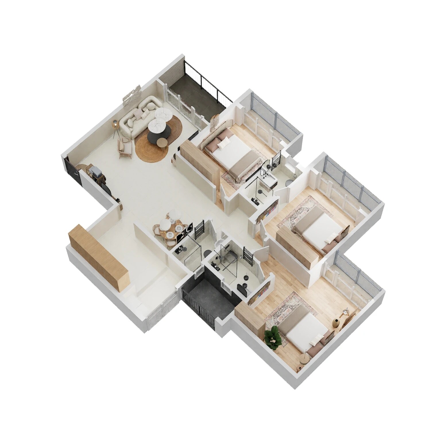 Floor plan of 2 BHK 952 Sq. Ft. Apartment in Akshar Green World, Navi Mumbai
