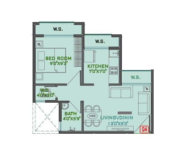 1 BHK 217 Sq. Ft. Apartment