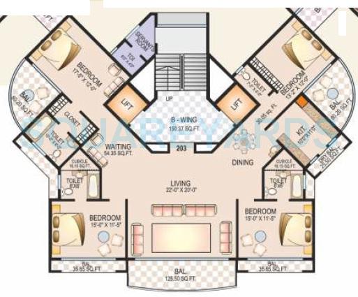 Floor plan of 4 BHK 2850 Sq. Ft. Apartment in Akshar Shreeji Heights, Navi Mumbai
