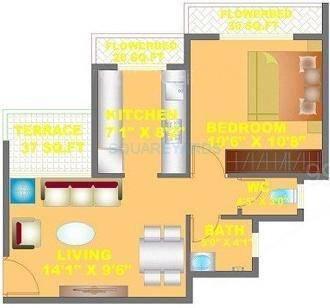 Floor plan of 1 BHK 685 Sq. Ft. Apartment in Akshar Silver Crest, Navi Mumbai