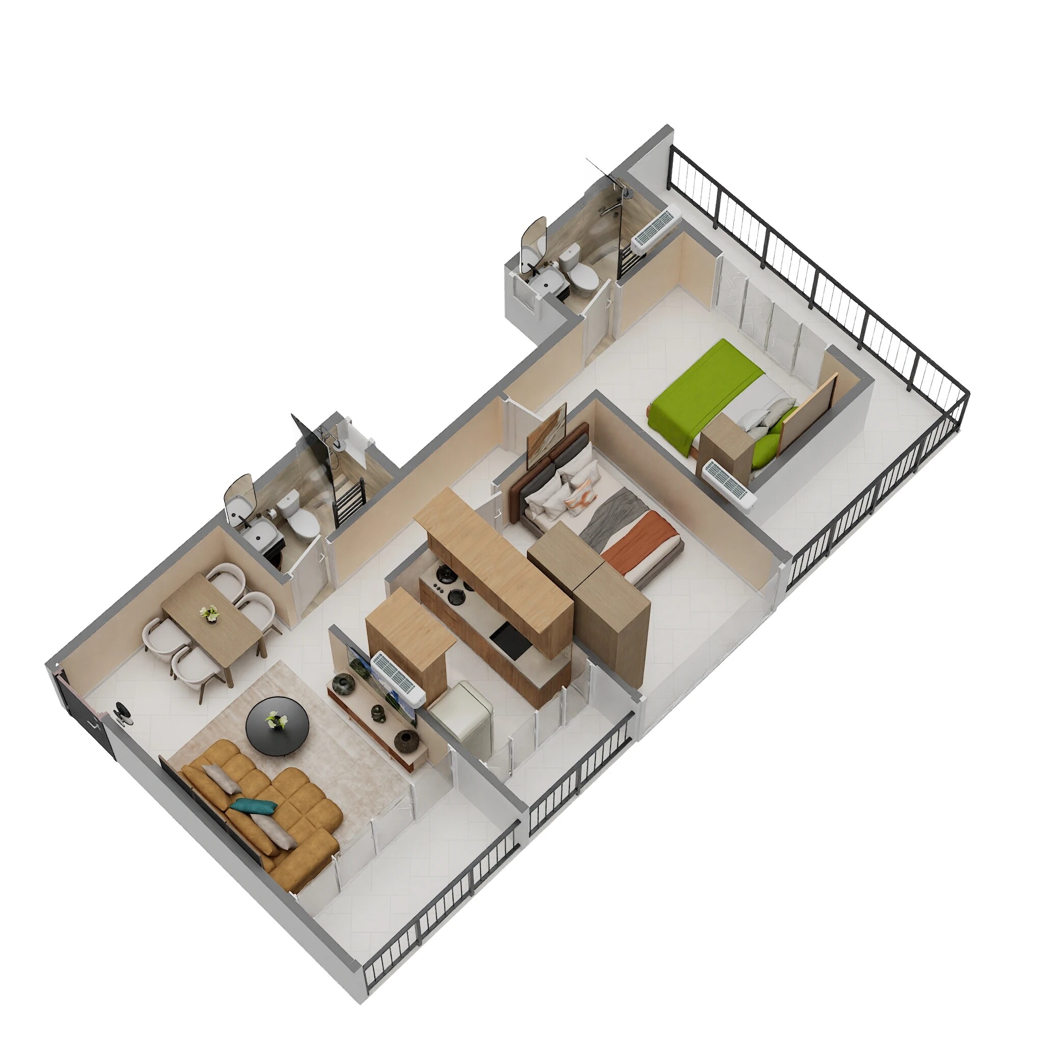 Floor plan of 2 BHK 537 Sq. Ft. Apartment in Akshat Oasis, Navi Mumbai