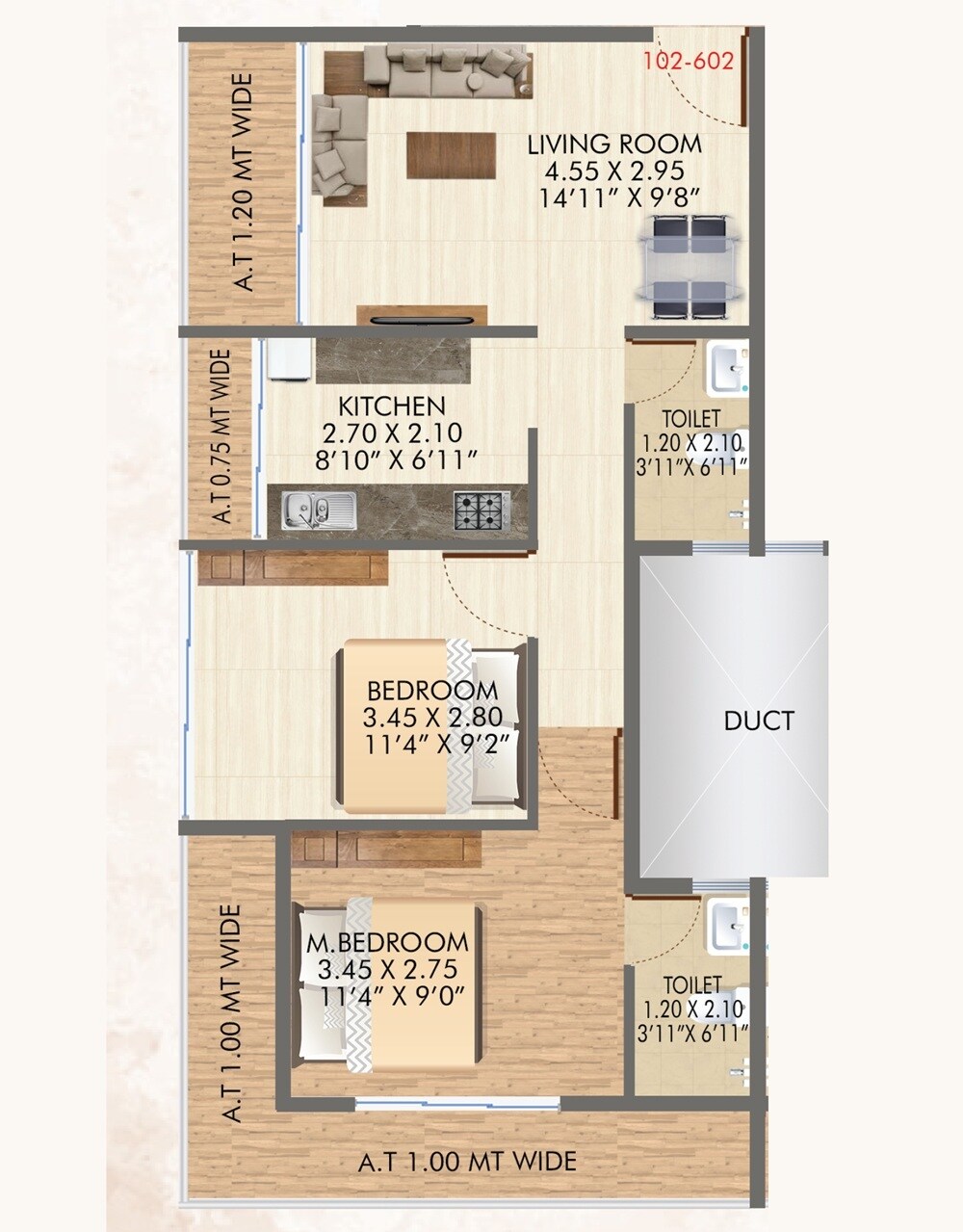 2 BHK 537 Sq. Ft. Apartment