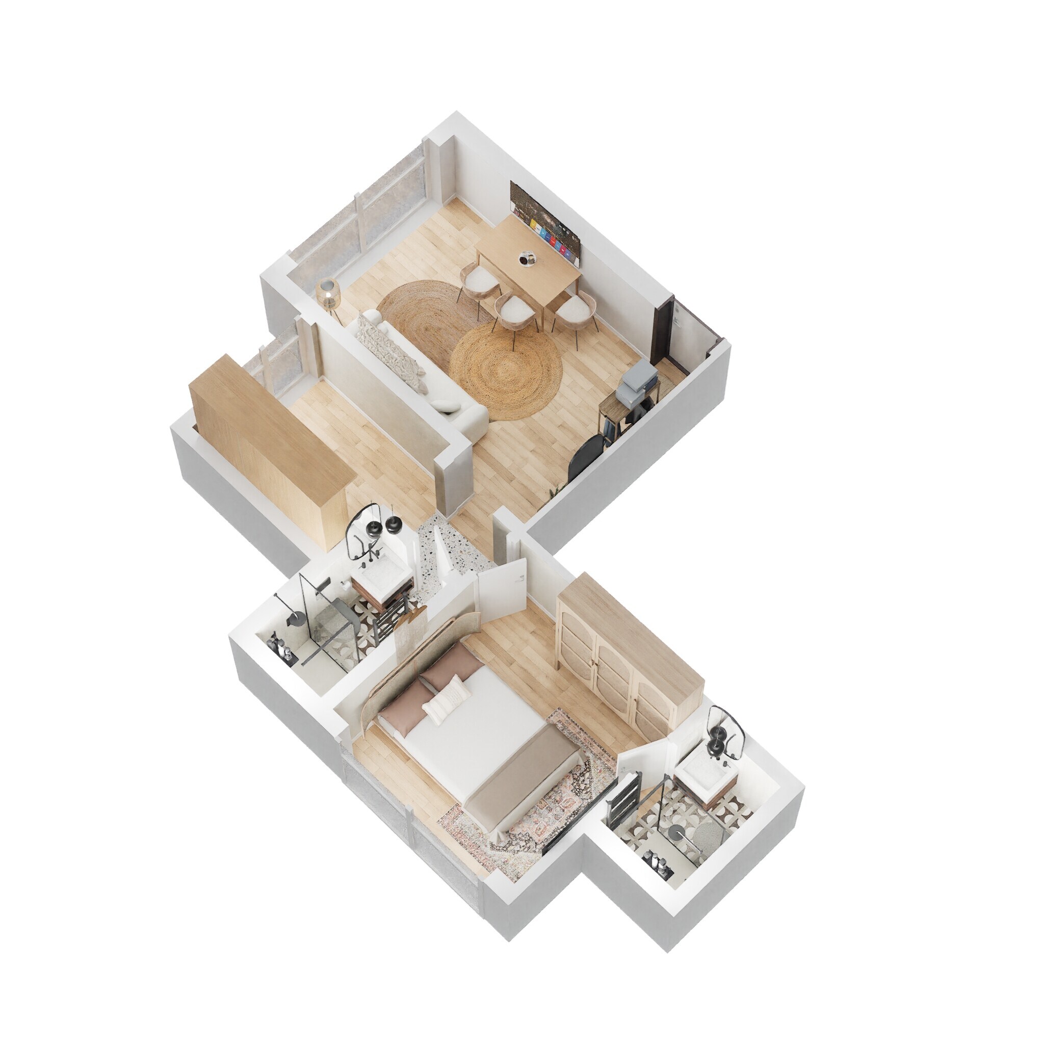 Floor plan of 1 BHK 381 Sq. Ft. Apartment in Alliaance Galaxy, Navi Mumbai