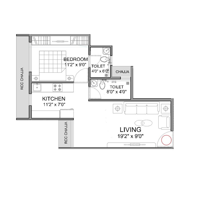 1 BHK 468 Sq. Ft. Apartment