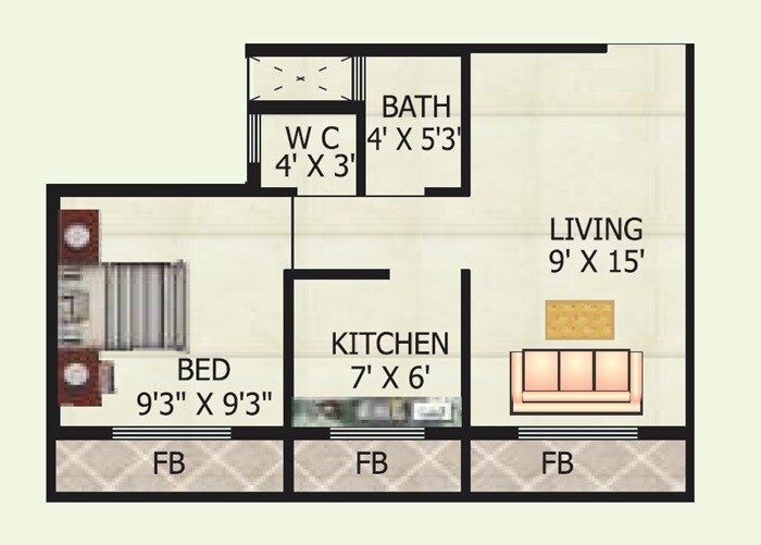 1 BHK 285 Sq. Ft. Apartment