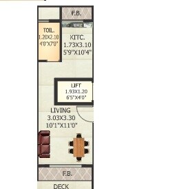 Floor plan of 467 Sq. Ft. Studio in Aman Paradise, Navi Mumbai