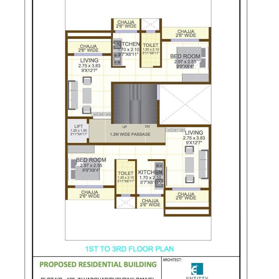 Floor plan of 1 BHK 355 Sq. Ft. Apartment in Amber Golden Oak, Navi Mumbai