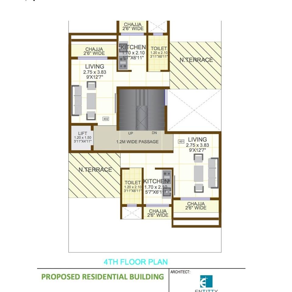 Floor plan of 350 Sq. Ft. Studio in Amber Golden Oak, Navi Mumbai