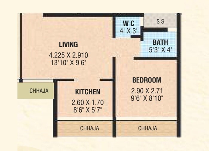 1 BHK 274 Sq. Ft. Apartment