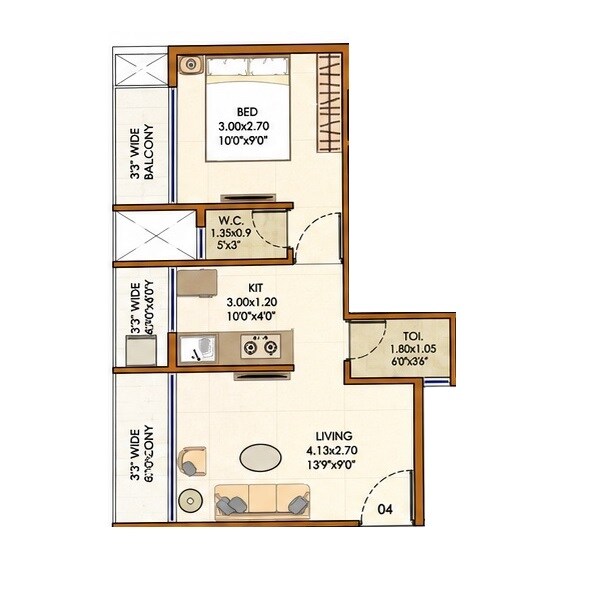 1 BHK 415 Sq. Ft. Apartment