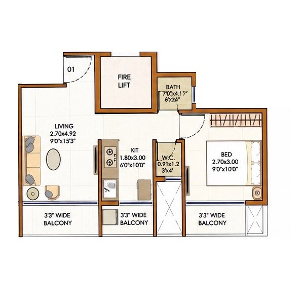 1 BHK 425 Sq. Ft. Apartment