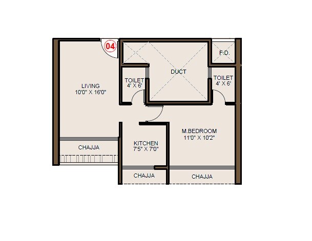 Floor plan of 1 BHK 486 Sq. Ft. Apartment in Amore Breeze Heights, Navi Mumbai